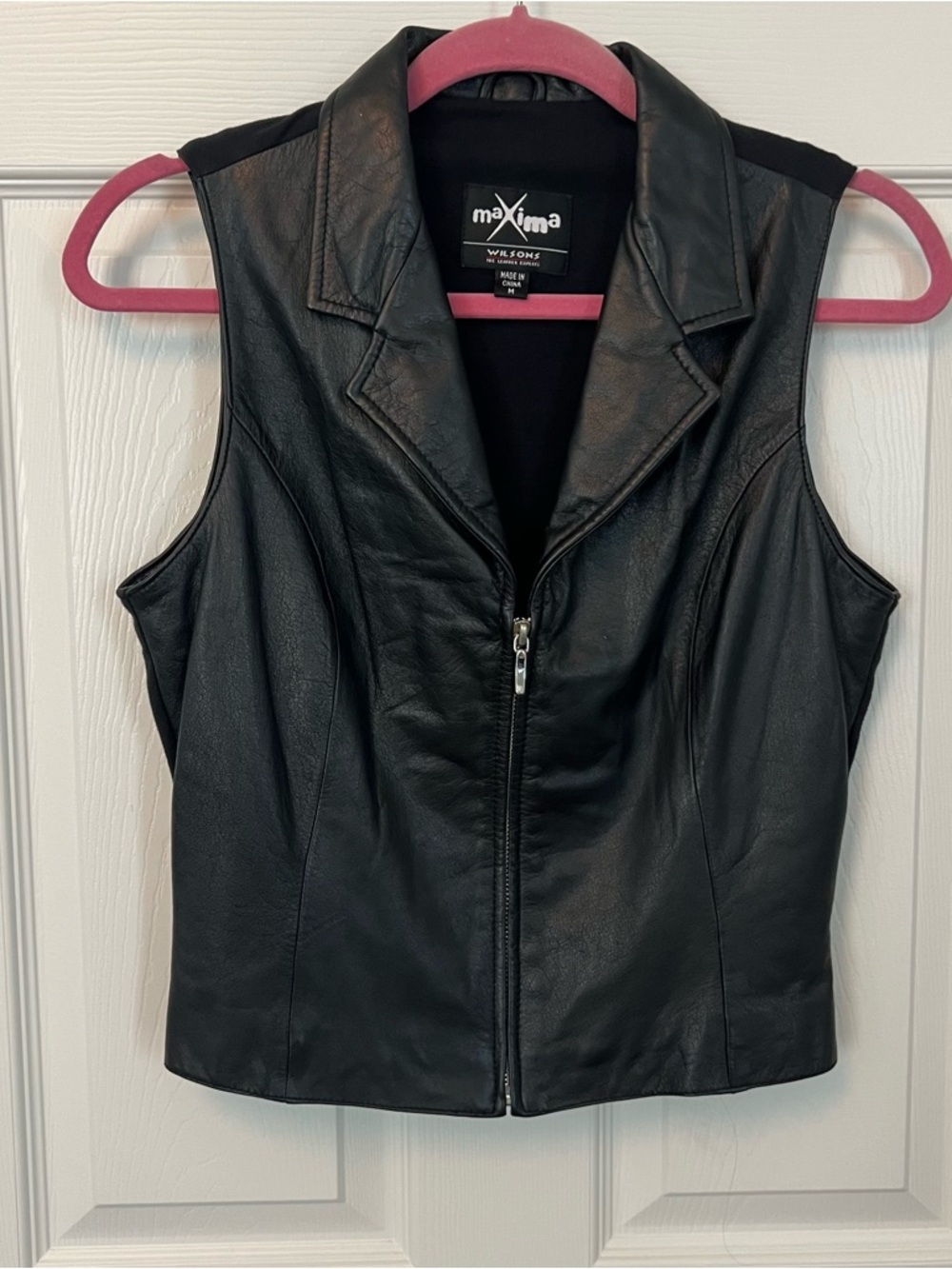 Wilsons Leather Maxima Black Leather M Motorcycle Vest Womens Indie Biker Chic